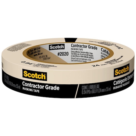SCOTCH .94" x 60 Yds Tan Scotch Contractor Grade Masking Tape 2020-24AP